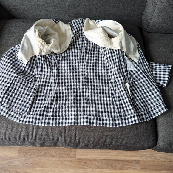 Escada Checked Black and White Seersucker 100% Cotton Blazer - Picture 6 of 16